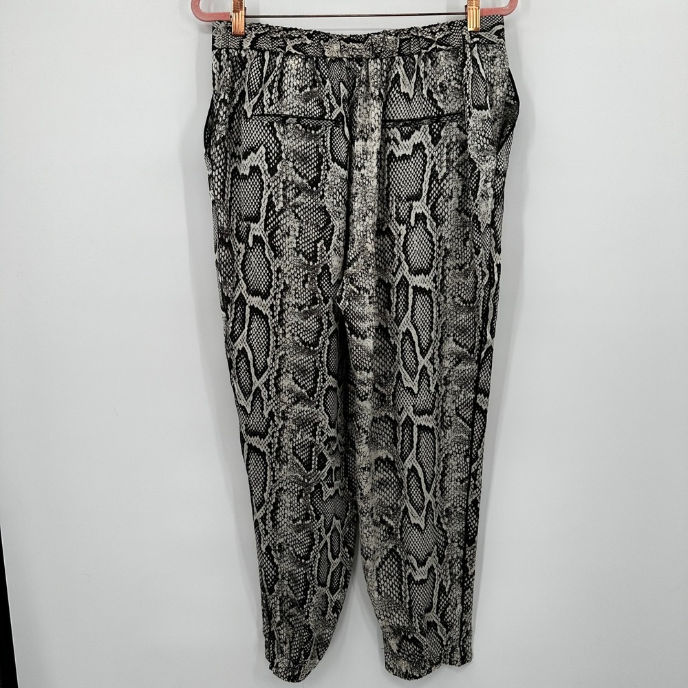 New ZARA Womens Snakeskin Print High Waisted Silky Pants Jogger Size Large - Picture 7 of 11